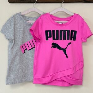 Puma: Lot of (2) Girls Short Sleeve T-Shirts, Pink & Gray Logo, Size XS (5/6)